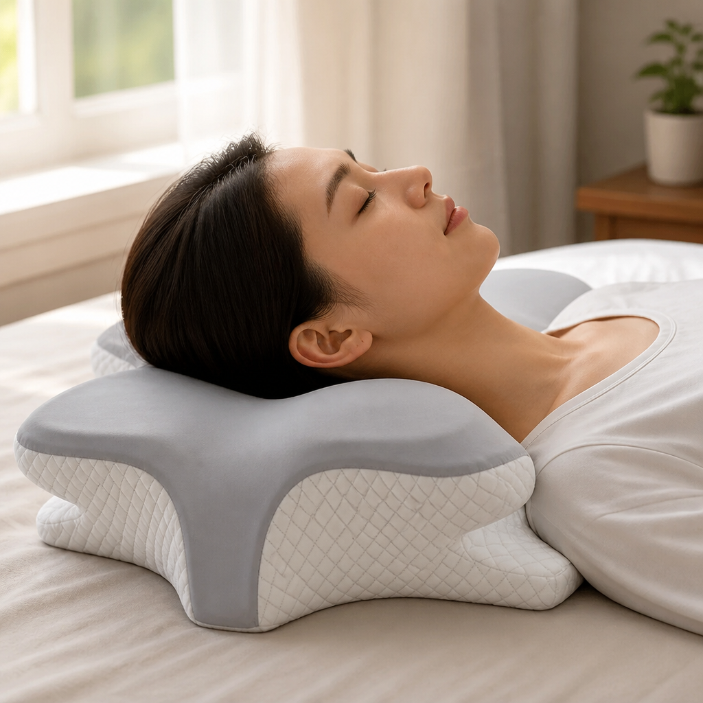 Neck Support Pillow Ergonomic Contour Breathable Hypoallergenic Removable Cover