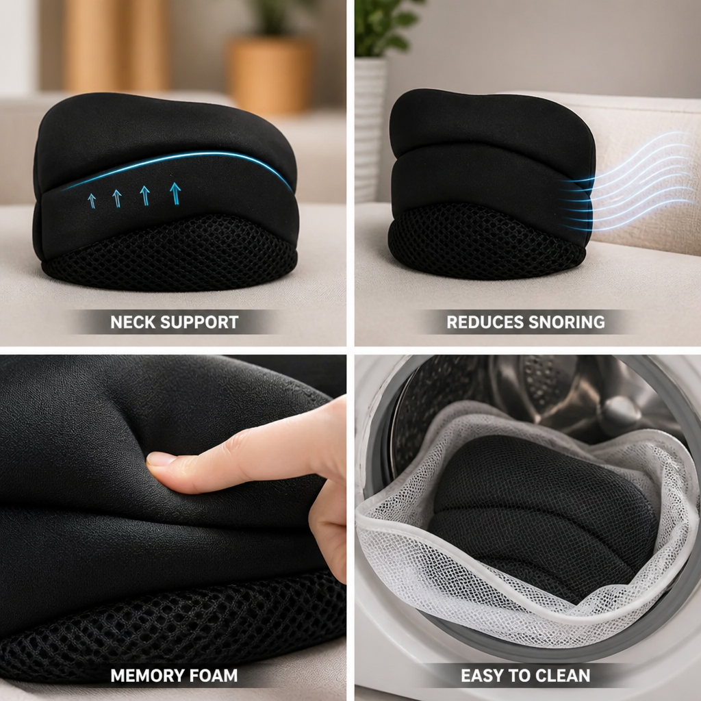 Neck Support Pillow Ergonomic Memory Foam Reduces Snoring