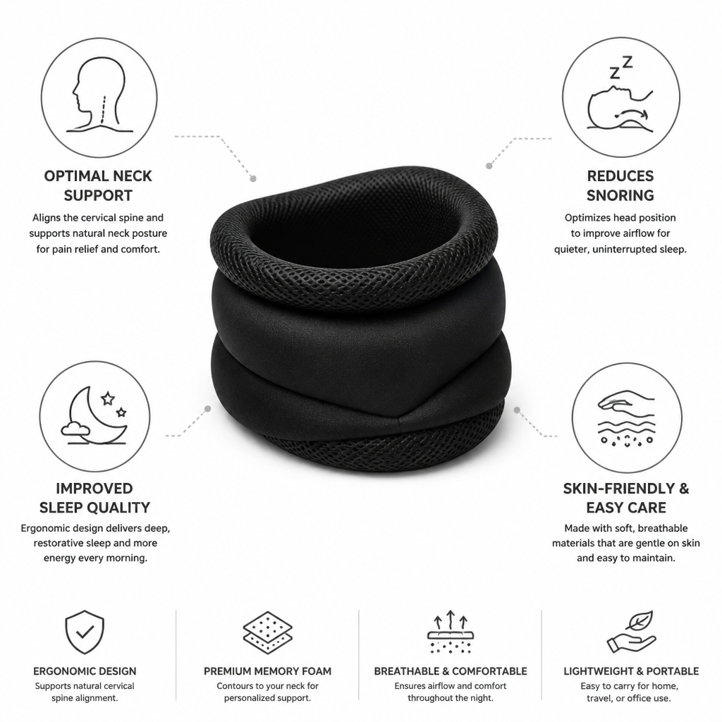 Neck Support Pillow Ergonomic Memory Foam Reduces Snoring