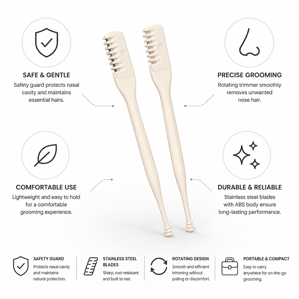 Nose Hair Trimmer Rotating Safety Guard Stainless Steel Blades