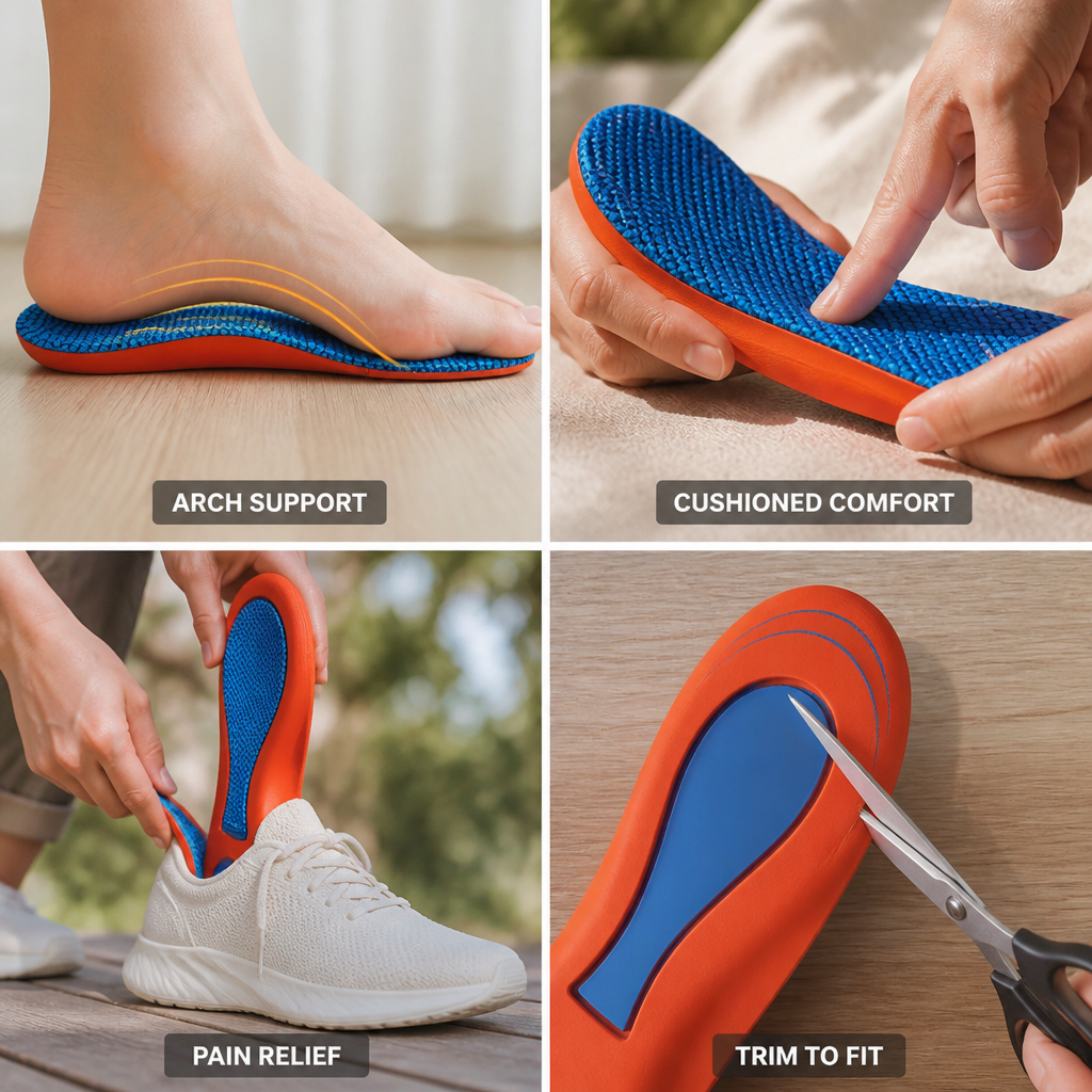Orthopedic Insoles Cushioned Arch Support Trim-To-Fit & Breathable