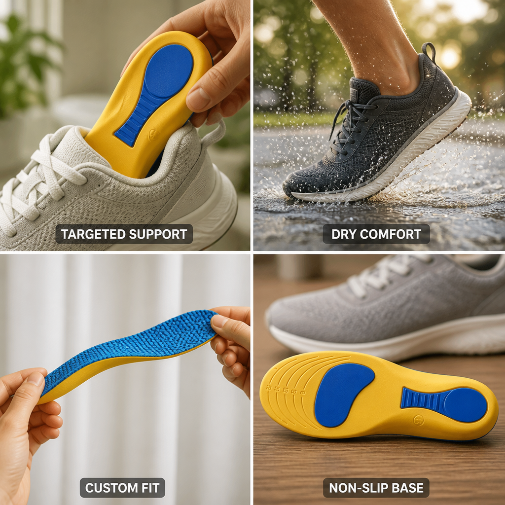 Orthopedic Insoles Heel & Arch Support Moisture-Wicking Non-Slip Base
