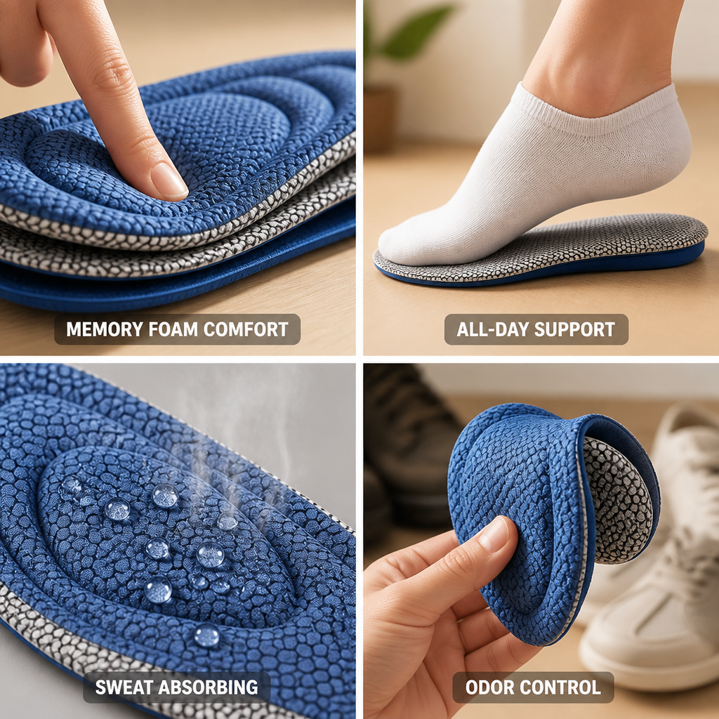 Orthopedic Insoles Memory Foam Sweat-Absorbing & Odor Control