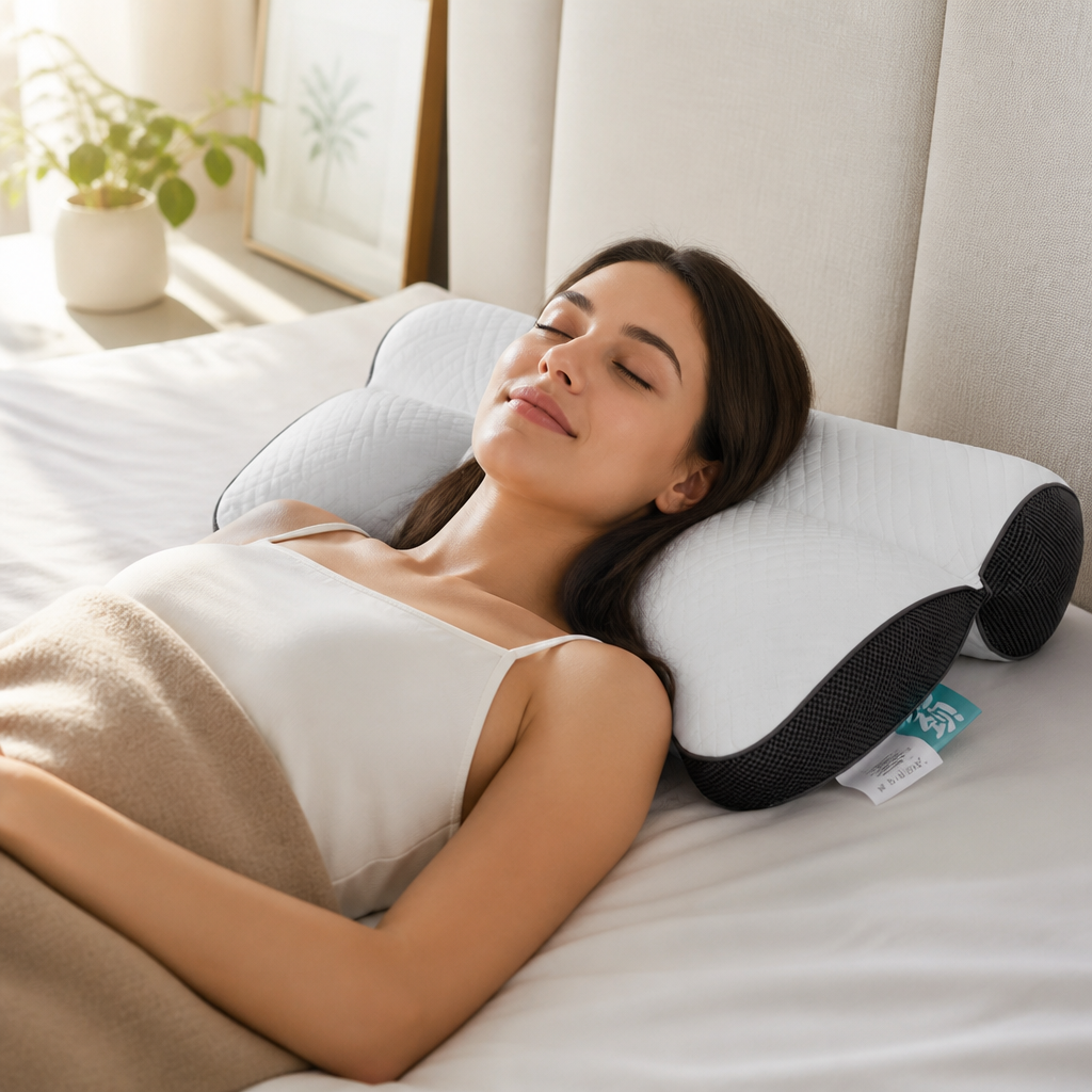 Orthopedic Neck Pillow Contoured Ergonomic Memory Foam Removable Cover