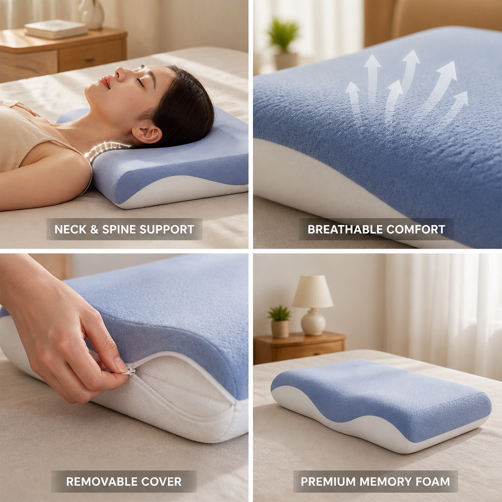 Orthopedic Pillow Ergonomic Contour Breathable Memory Foam