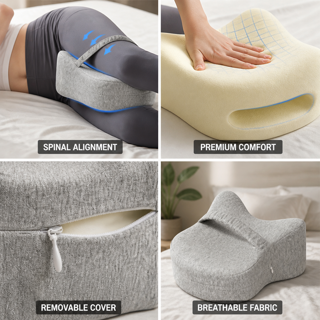Orthopedic Pillow Ergonomic Contour Includes Knee Pillow