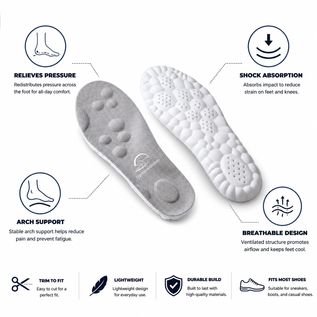 Orthotic Insoles 4D Contour Shock-Absorbing Arch Support