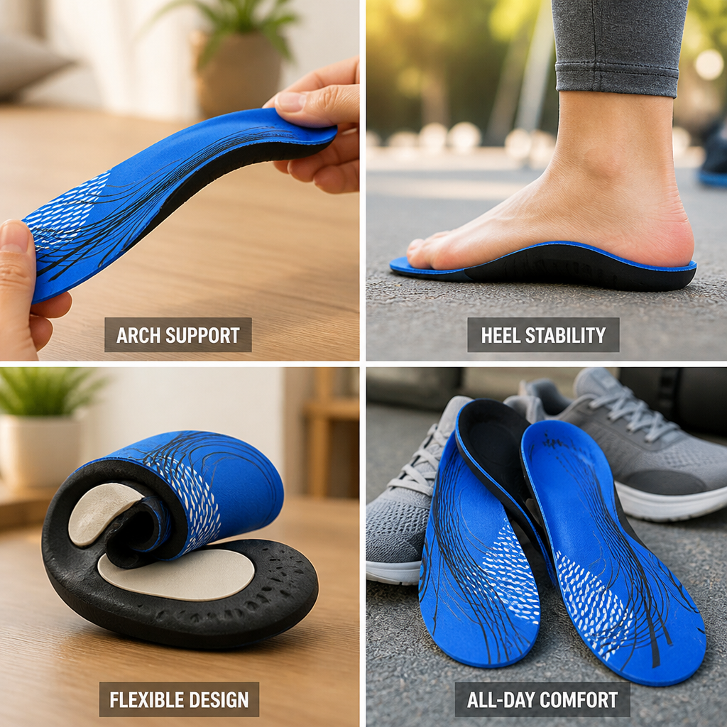 Orthotic Insoles Built-Up Arch Support Shock-Absorbing Heel Cup