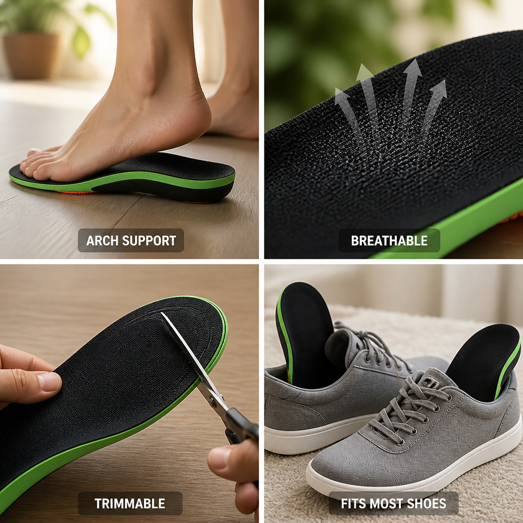 Orthotic Insoles Firm Arch Support Breathable & Trimmable