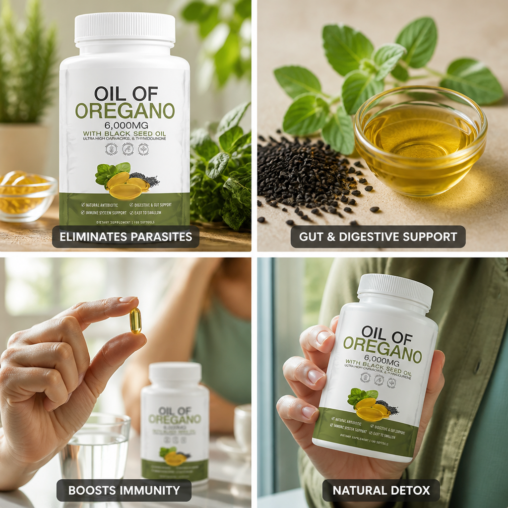 Parasite Cleanse Supplement Oregano Oil & Black Seed 60 Pills