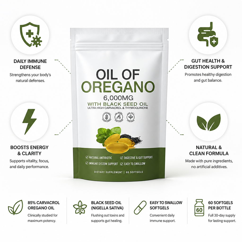 Parasite Cleanse Supplement Oregano Oil & Black Seed 60 Pills