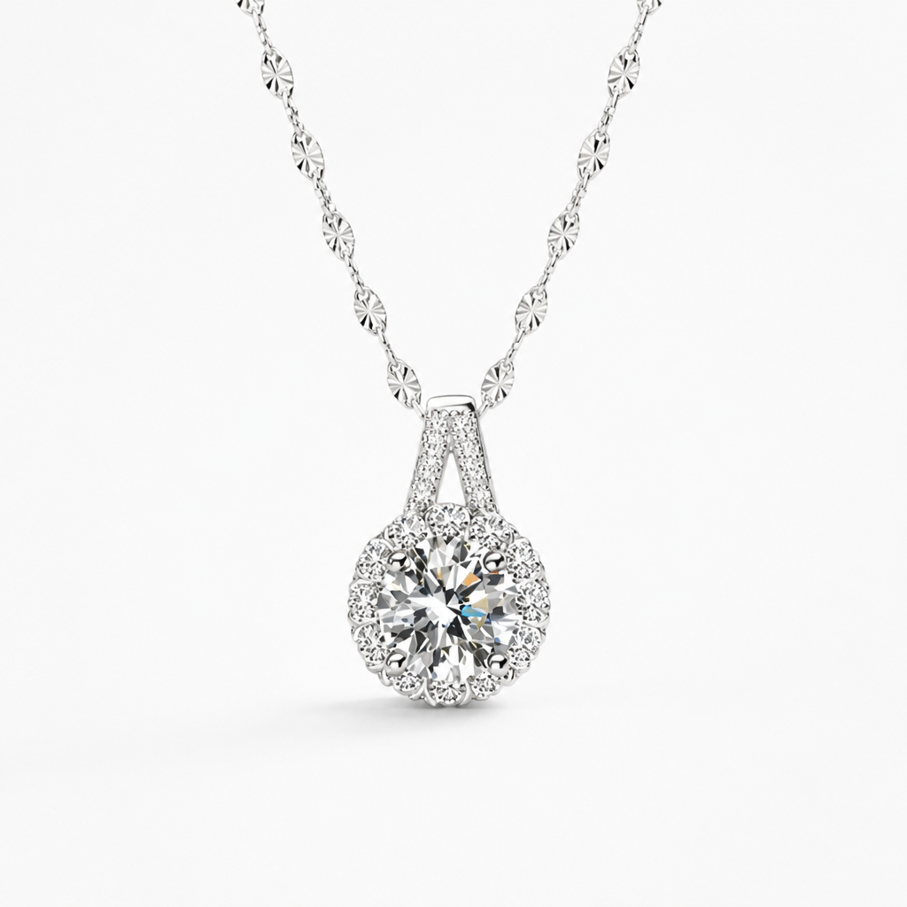 Pendant Necklace Sterling Silver 2 Carat Moissanite