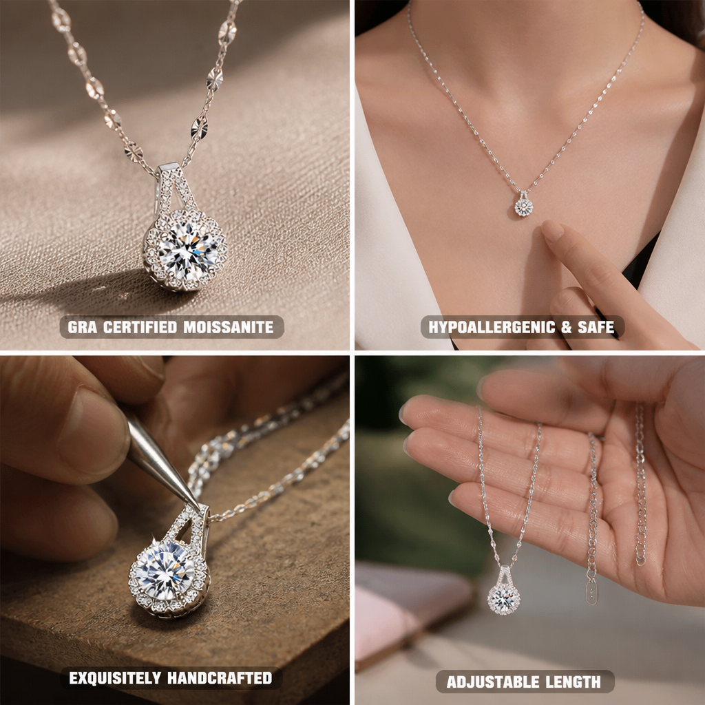 Pendant Necklace Sterling Silver 2 Carat Moissanite