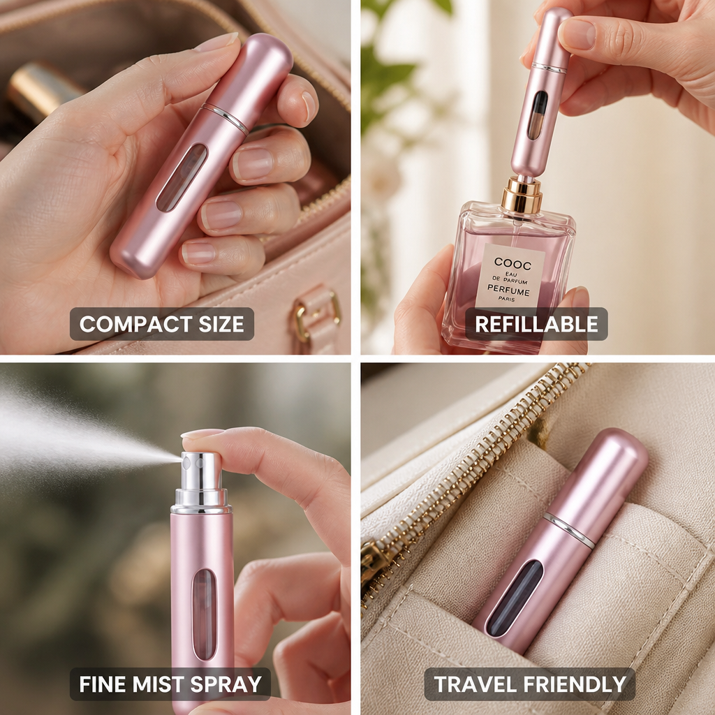Perfume Atomizer Lipstick-Size Refillable 5ml Aluminum Case