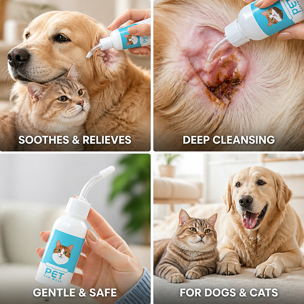 Pet Ear Cleaner Soothing Botanical Formula Flexible Silicone Tip