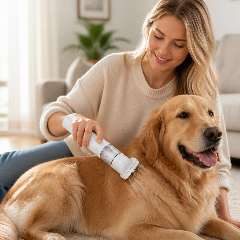 Pet Groomer 2-in-1 Suction & Stainless Steel Comb Rechargeable