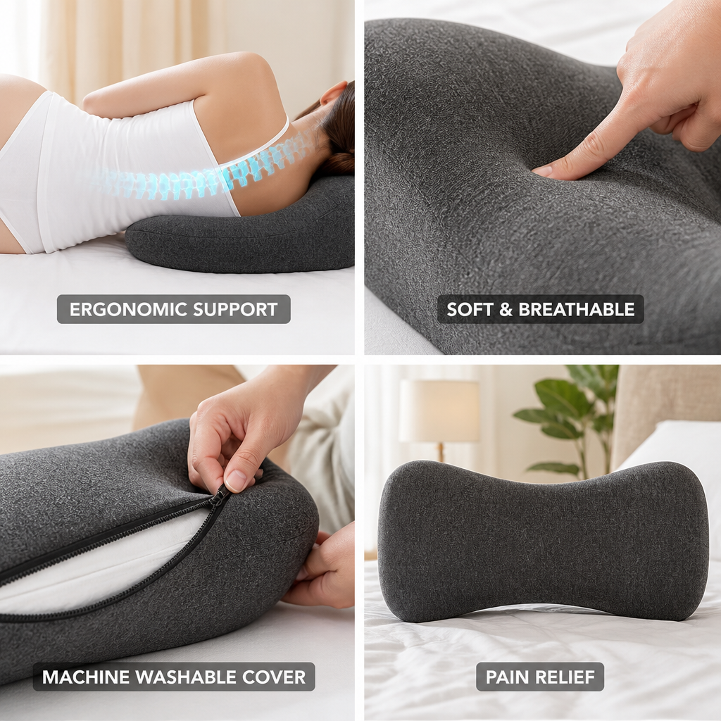 Pillow Ergonomic Contour Neck Support Machine Washable Cover