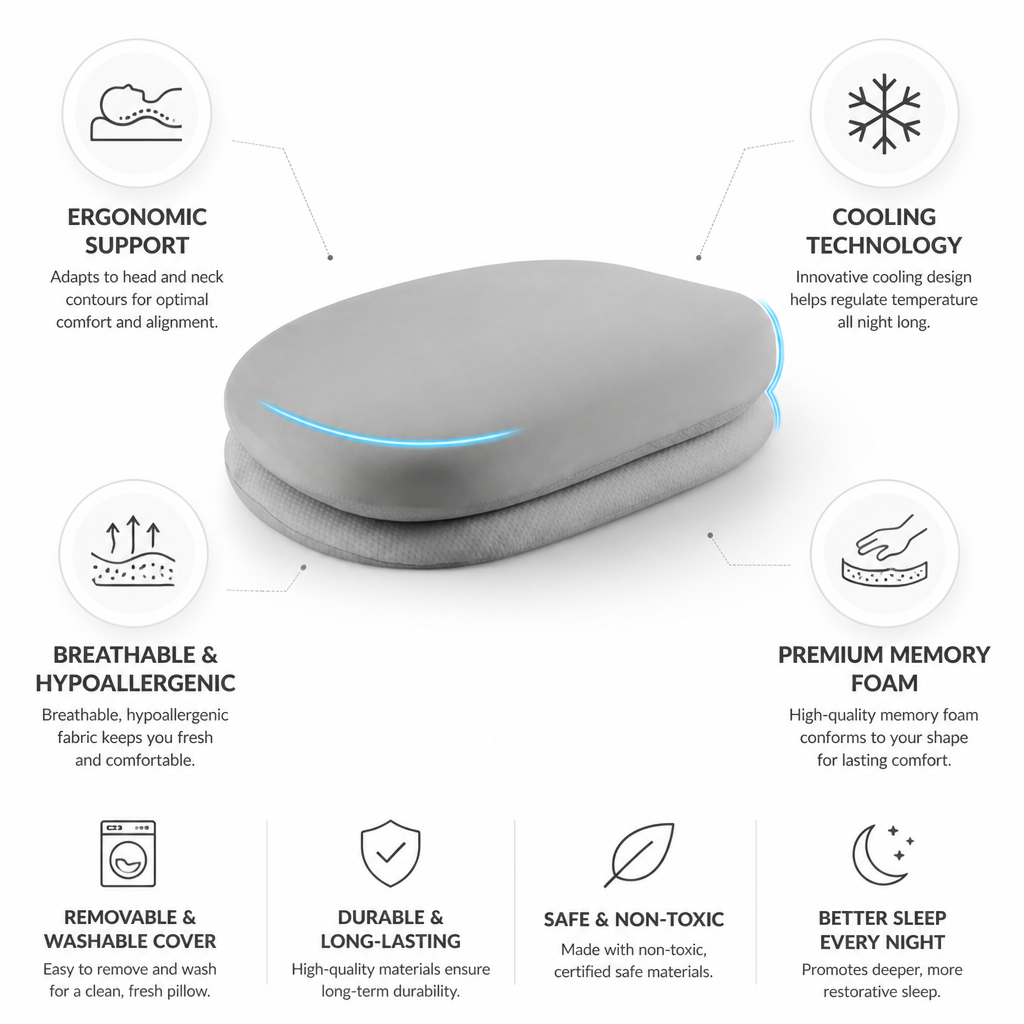 Pillow Ergonomic Memory Foam Cooling