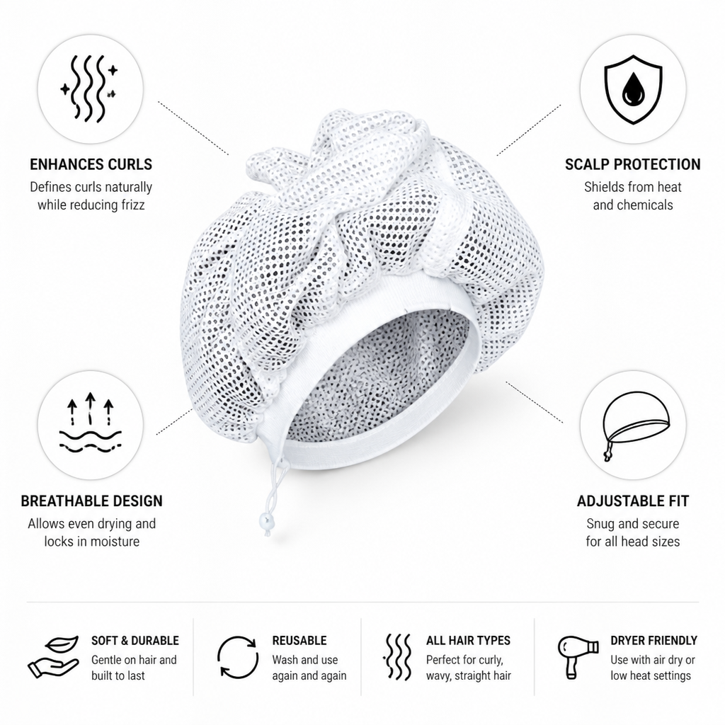 Plopping Cap Curl-Defining Breathable Net & Adjustable Fit