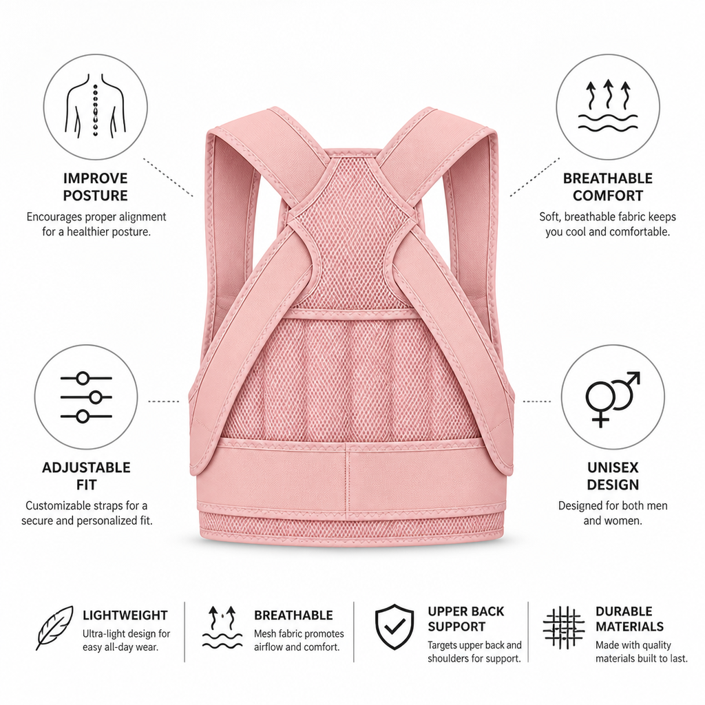 Posture Corrector Adjustable Breathable Upper Back Support