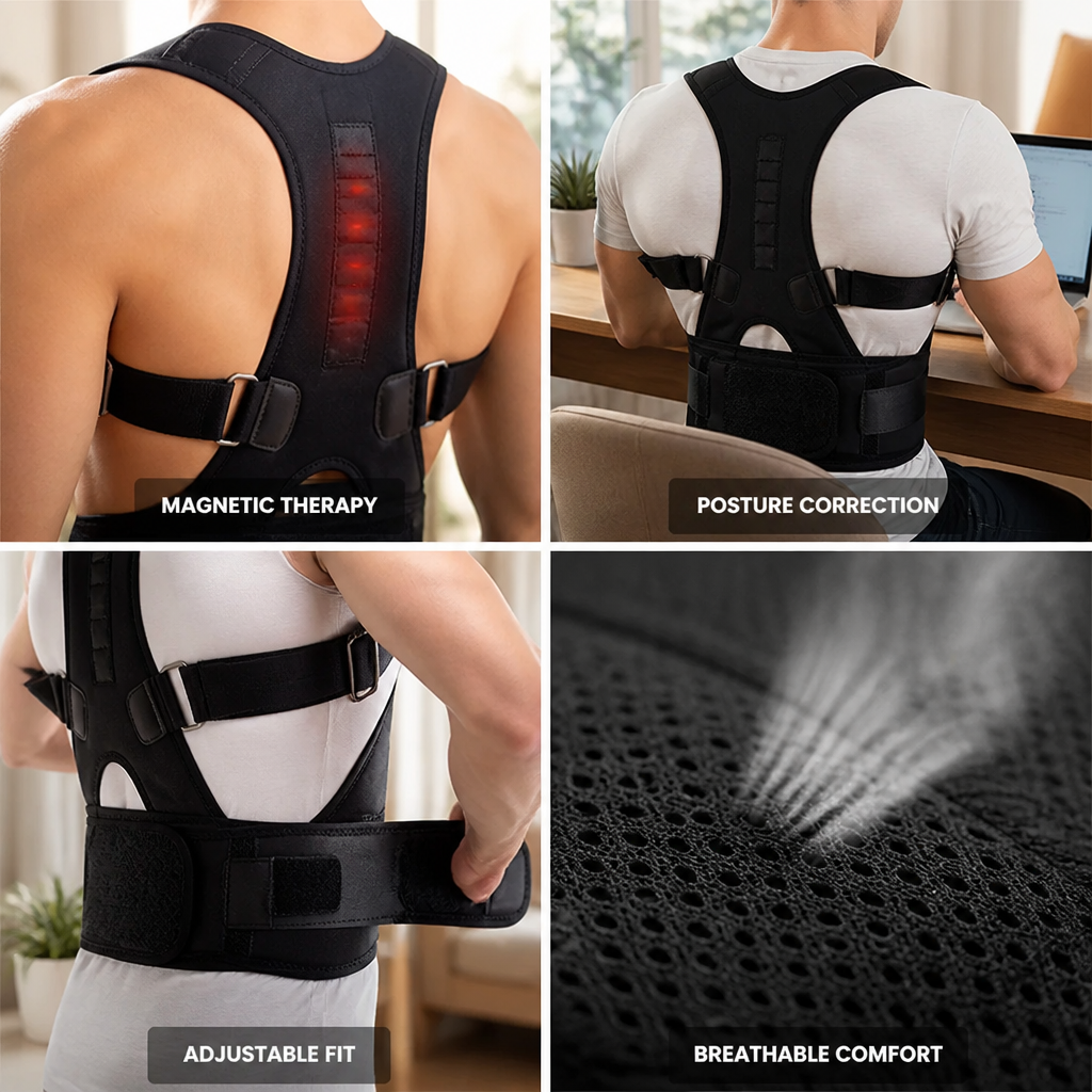Posture Corrector Magnetic Therapy & Adjustable Fit