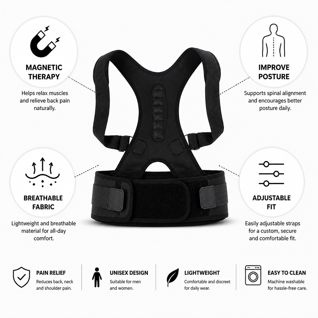 Posture Corrector Magnetic Therapy & Breathable Fabric