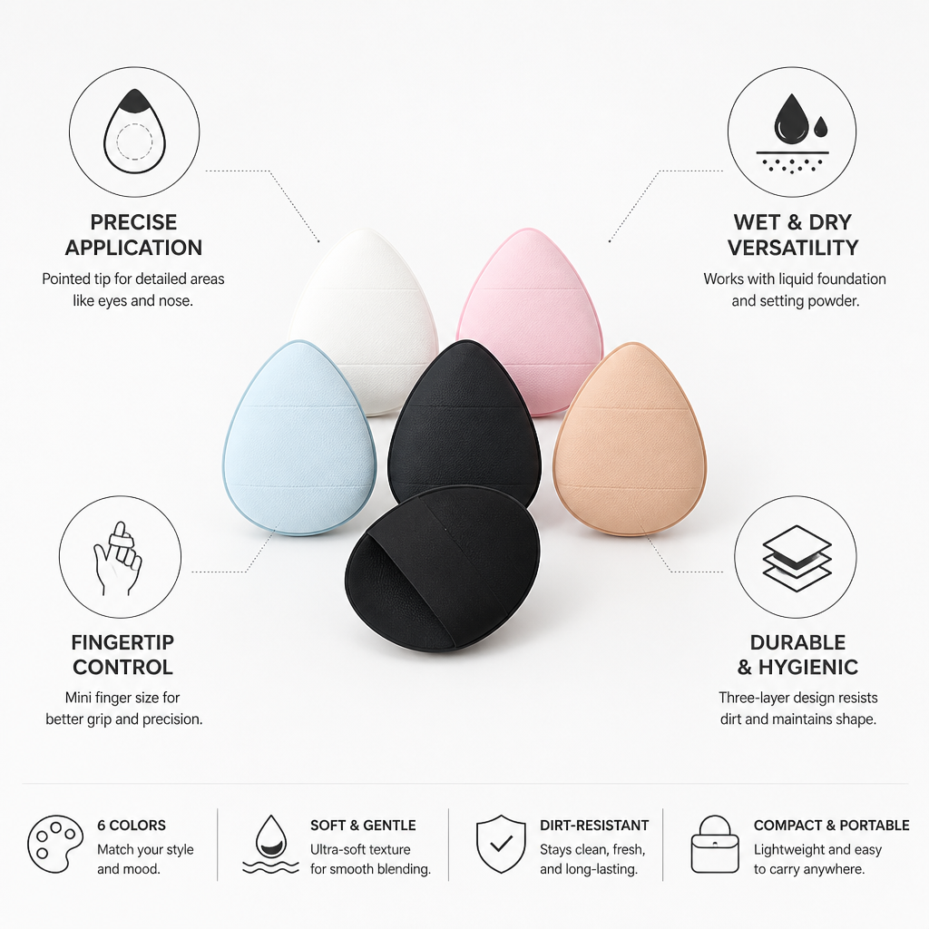 Powder Puff Teardrop Precision Tip & Finger-Size Control