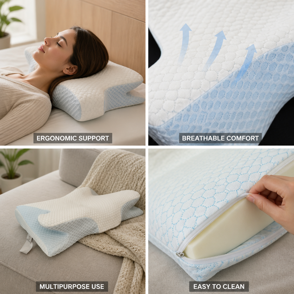 Pregnancy Nursing Pillow Ergonomic Neck & Head Support Breathable