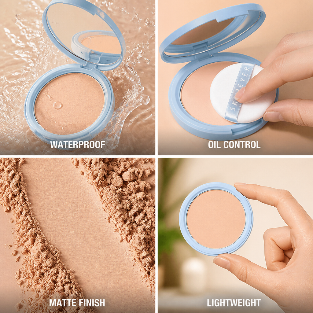 Pressed Powder Compact Waterproof Matte Finish & Oil Control