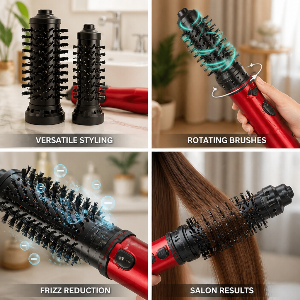 Rotating Hair Brush Interchangeable Barrels & Tourmaline Ceramic