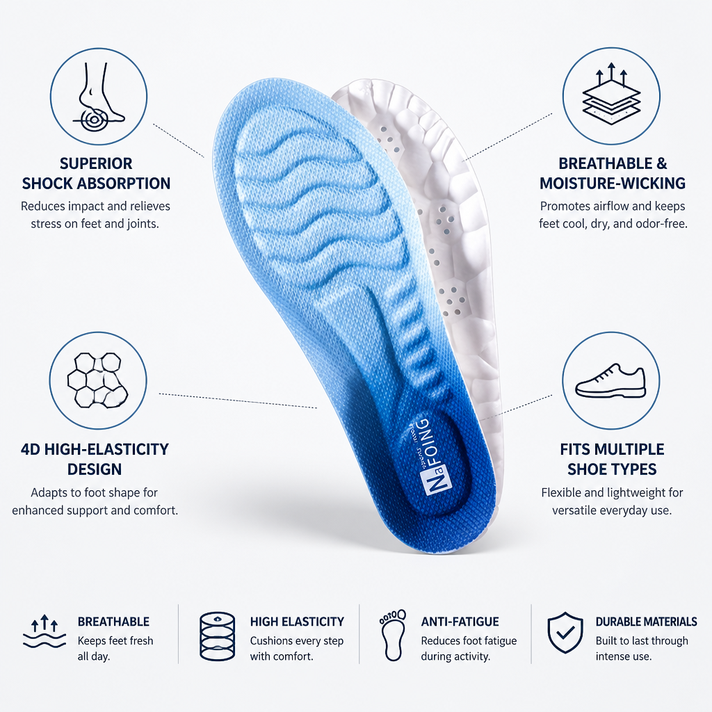 Running Insoles Shock-Absorbing High-Elasticity Breathable