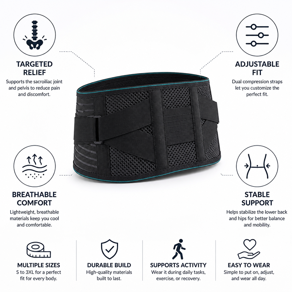 Sacroiliac SI Joint Belt Adjustable & Breathable