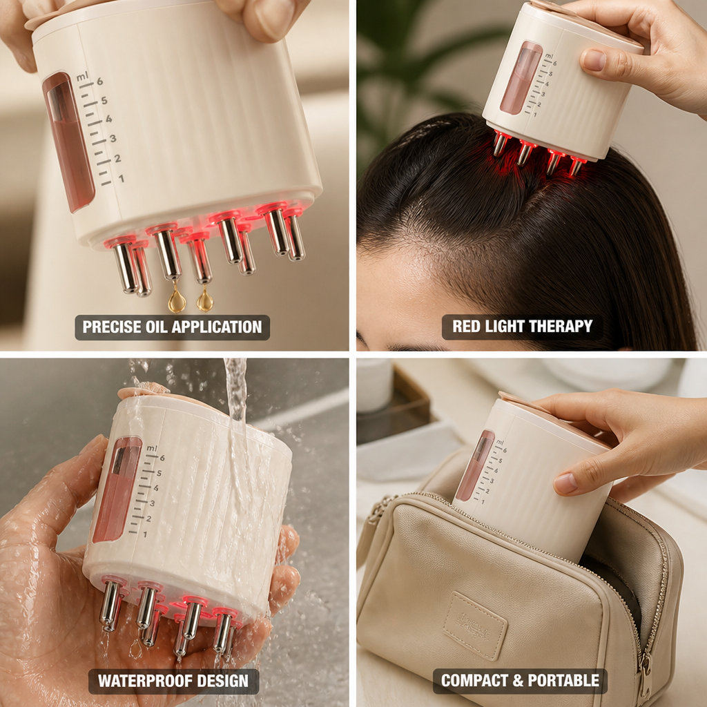 Scalp Massager Red Light Therapy & Oil Applicator