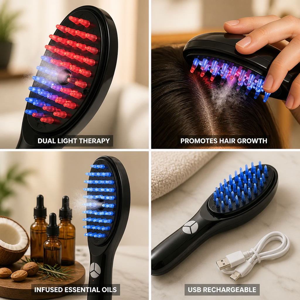Scalp Therapy Brush Red & Blue Light Oil Infuser