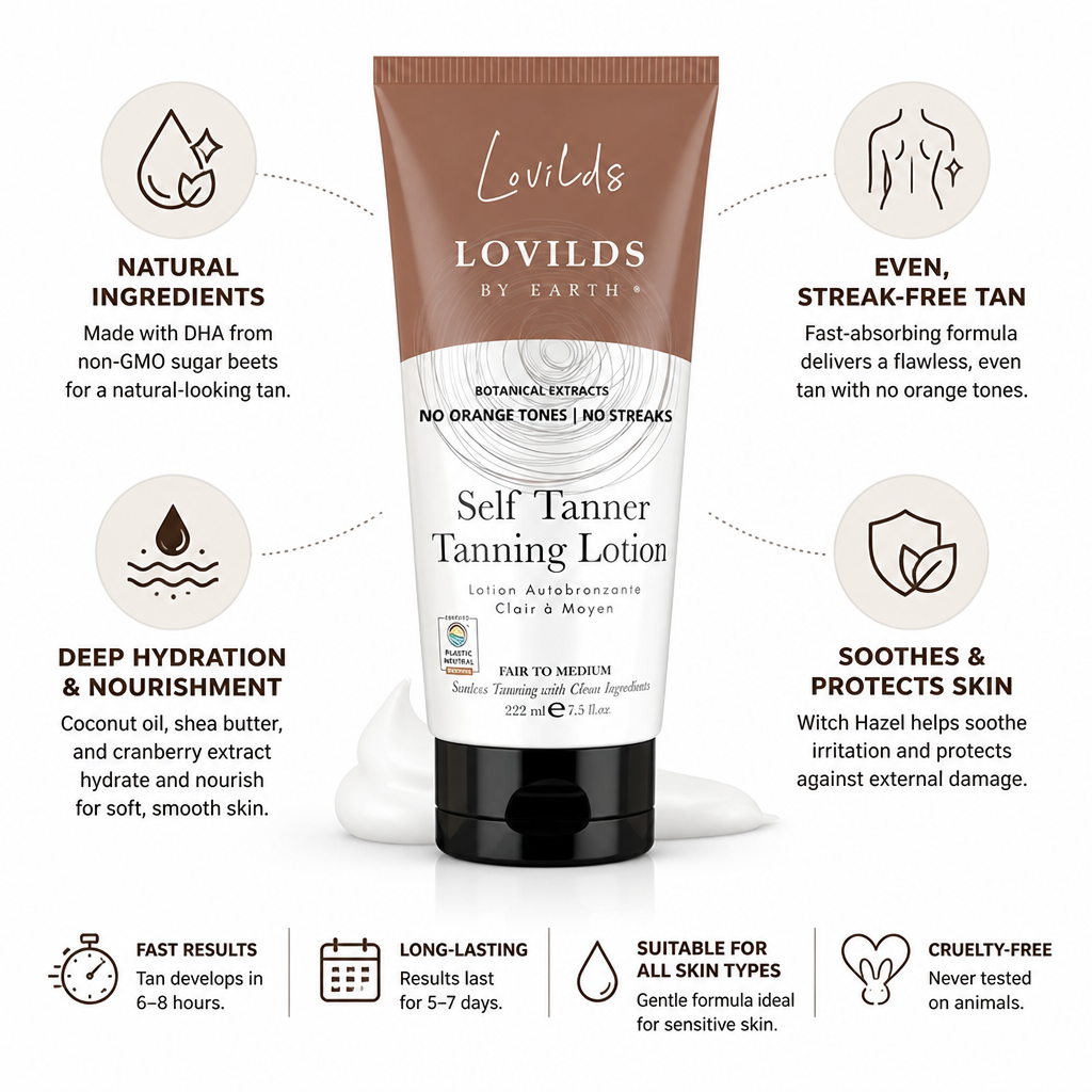 Self-Tanning Lotion Fast-Absorbing Streak-Free Hydrating