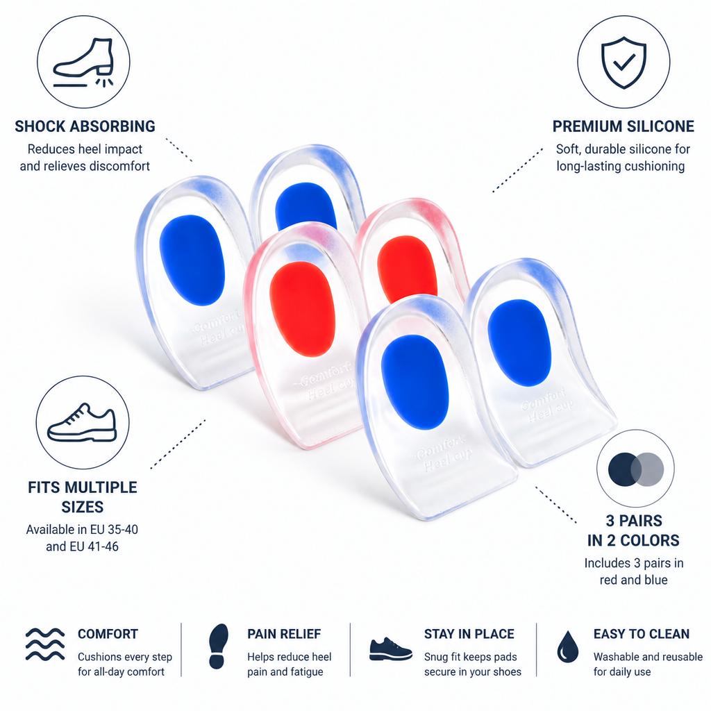 Shoe Heel Pads Silicone Shock-Absorbing 3 Pairs