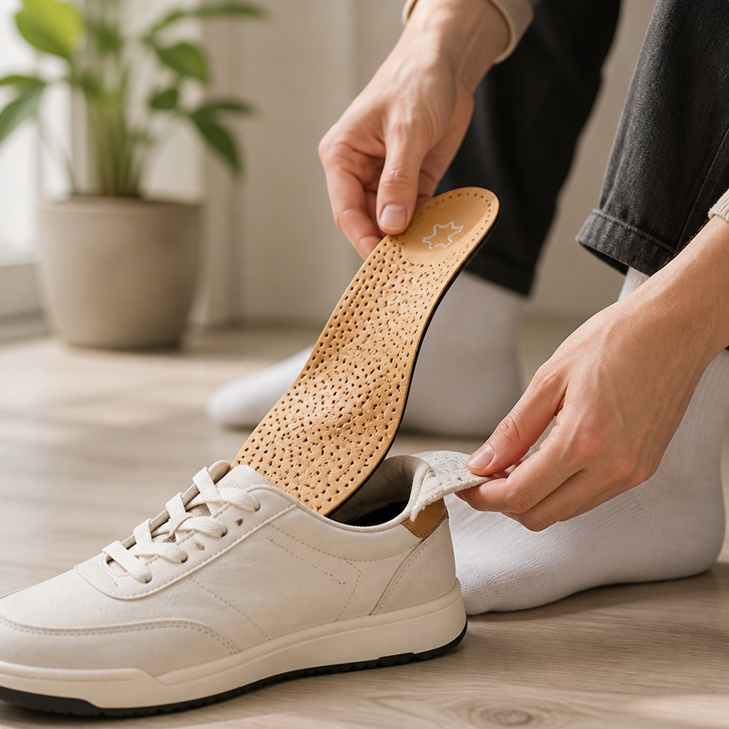 Shoe Insoles Arch Support Cowhide Leather & Activated Carbon