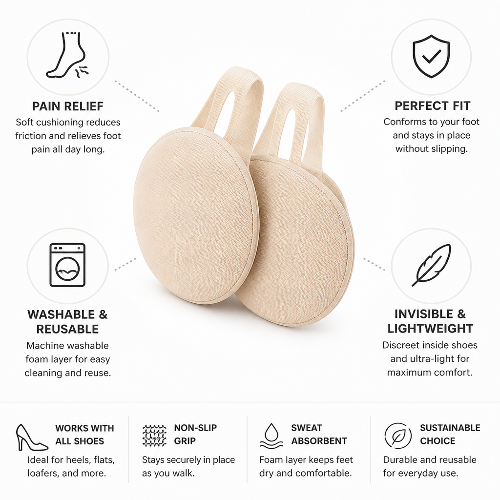 Shoe Insoles Invisible Foam Non-Slip Washable & Reusable