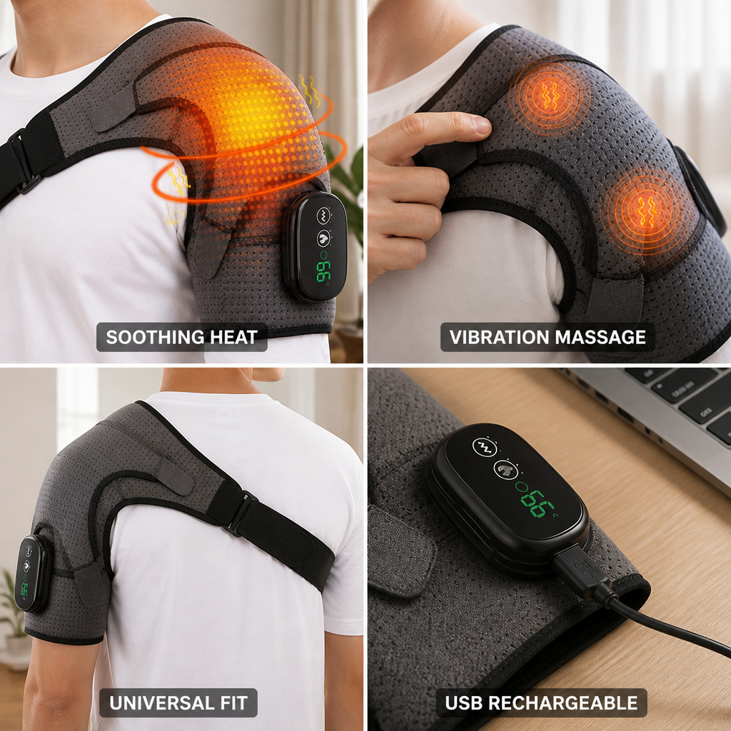 Shoulder Brace 3-Mode Heat & Massage USB Rechargeable