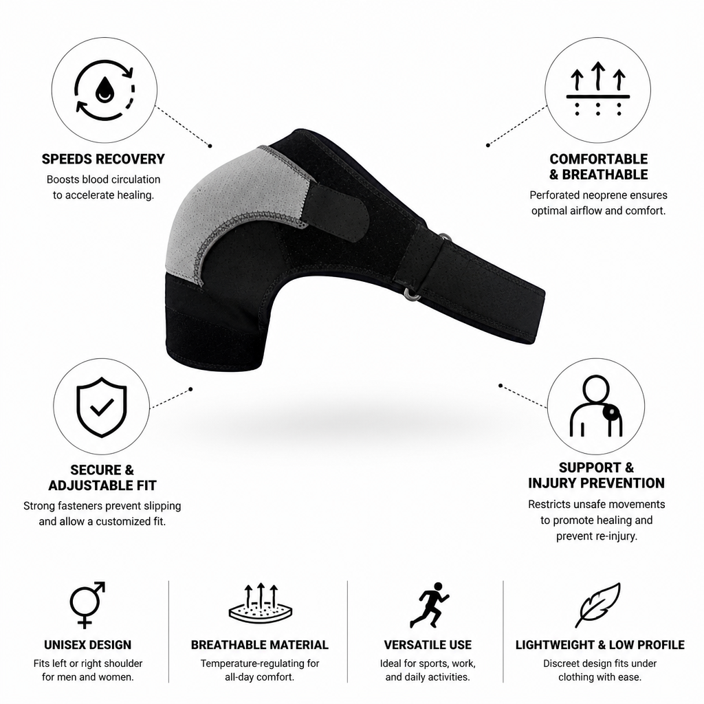 Shoulder Brace Adjustable Stabilizing Perforated Neoprene