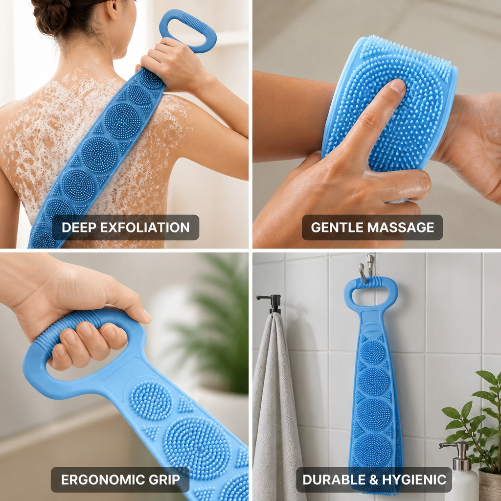 Shower Brush Double-Sided Silicone Exfoliating & Massaging