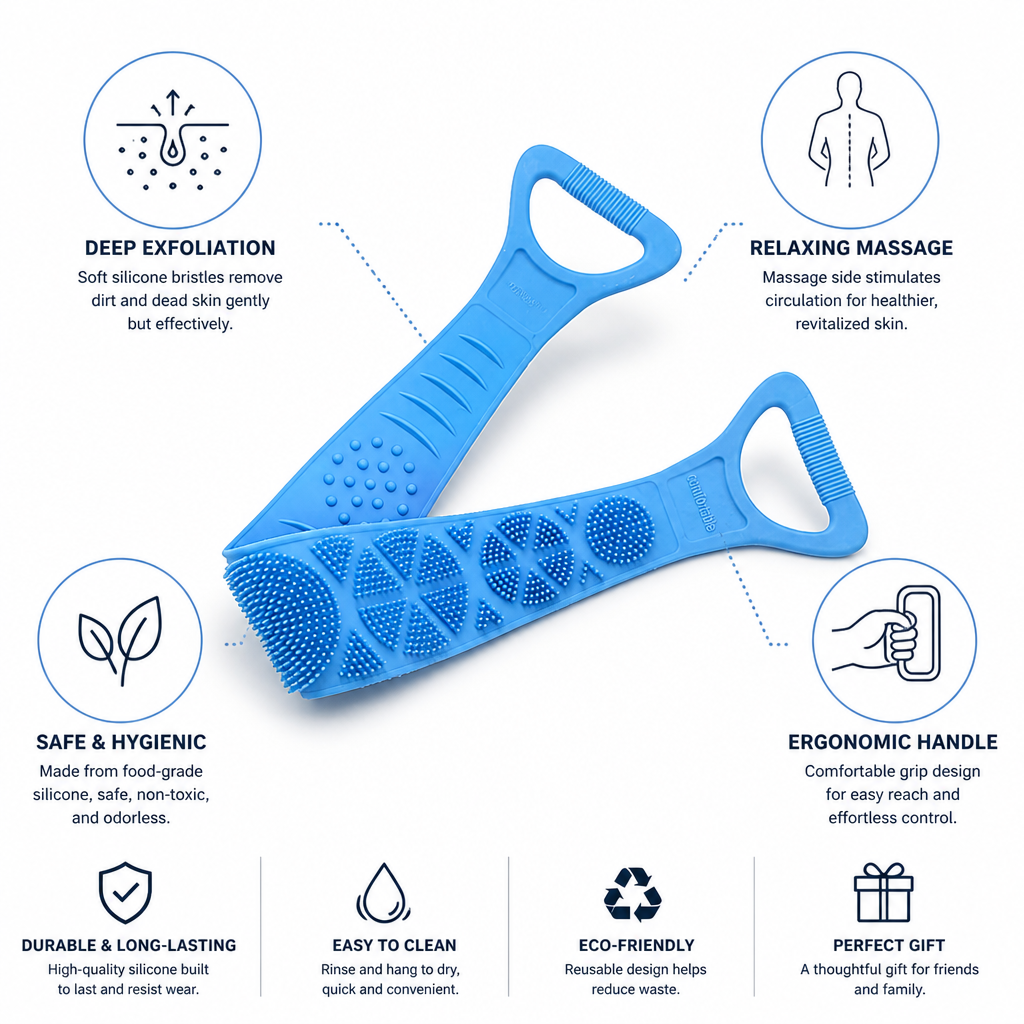 Shower Brush Double-Sided Silicone Exfoliating & Massaging