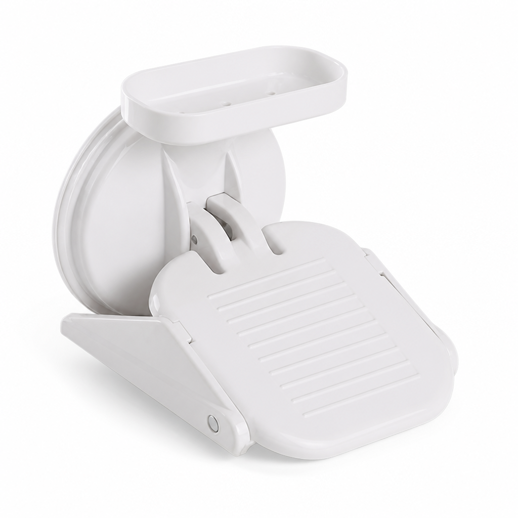 Shower Footrest Suction Mount Non-Slip Integrated Shelf