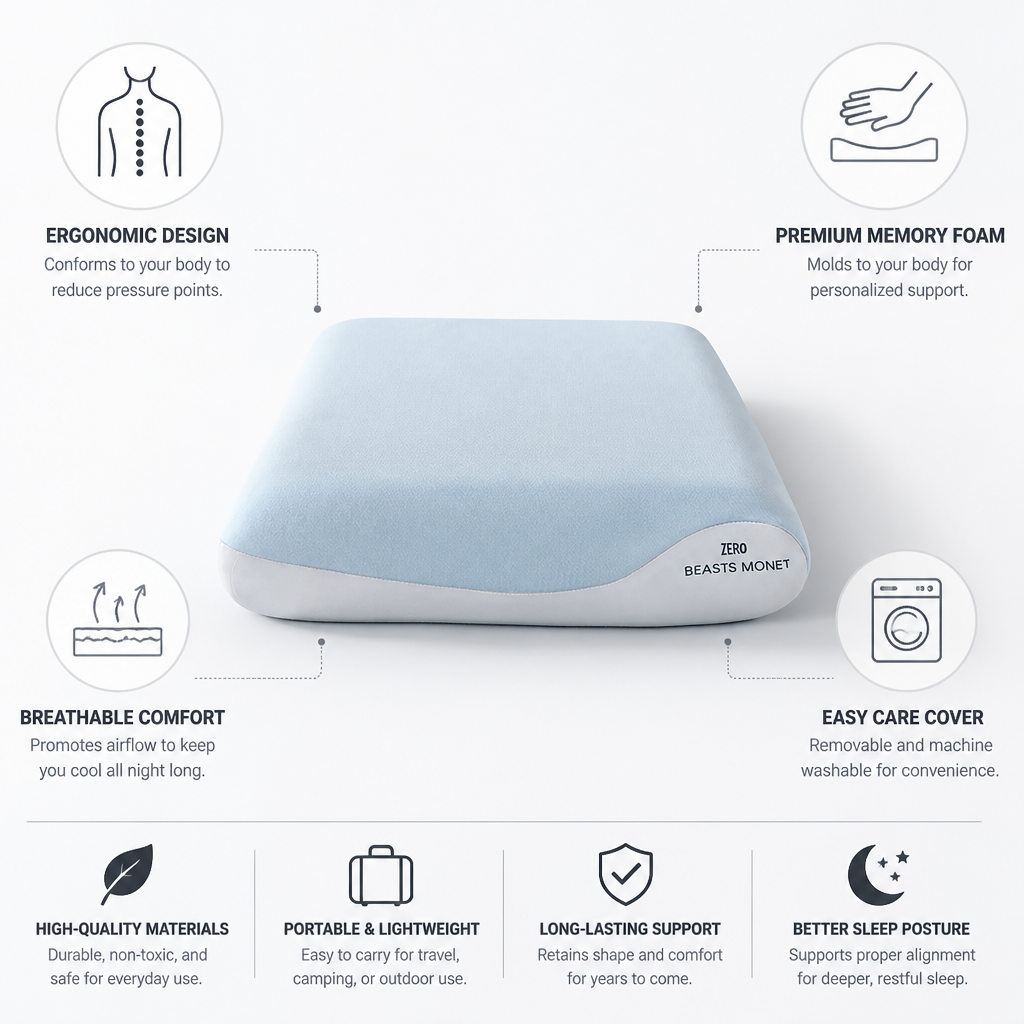 Sleep Mat Ergonomic Memory Foam Removable & Machine-Washable Cover