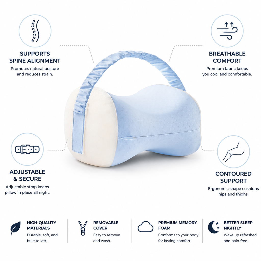 Sleep Pillow Ergonomic Contoured Hip & Thigh Support