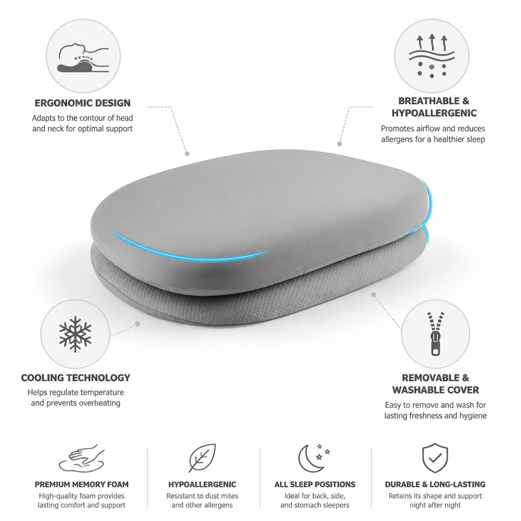 Sleeping Pillow Ergonomic Memory Foam & Cooling