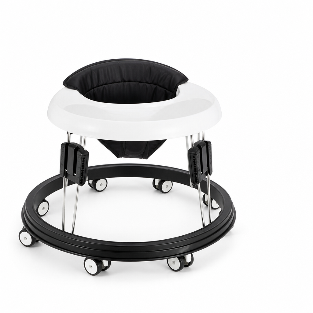 Stainless Steel Frame With Anti-Rollover Bumper Baby Walker (2-in-1 Seated & Push-Along)