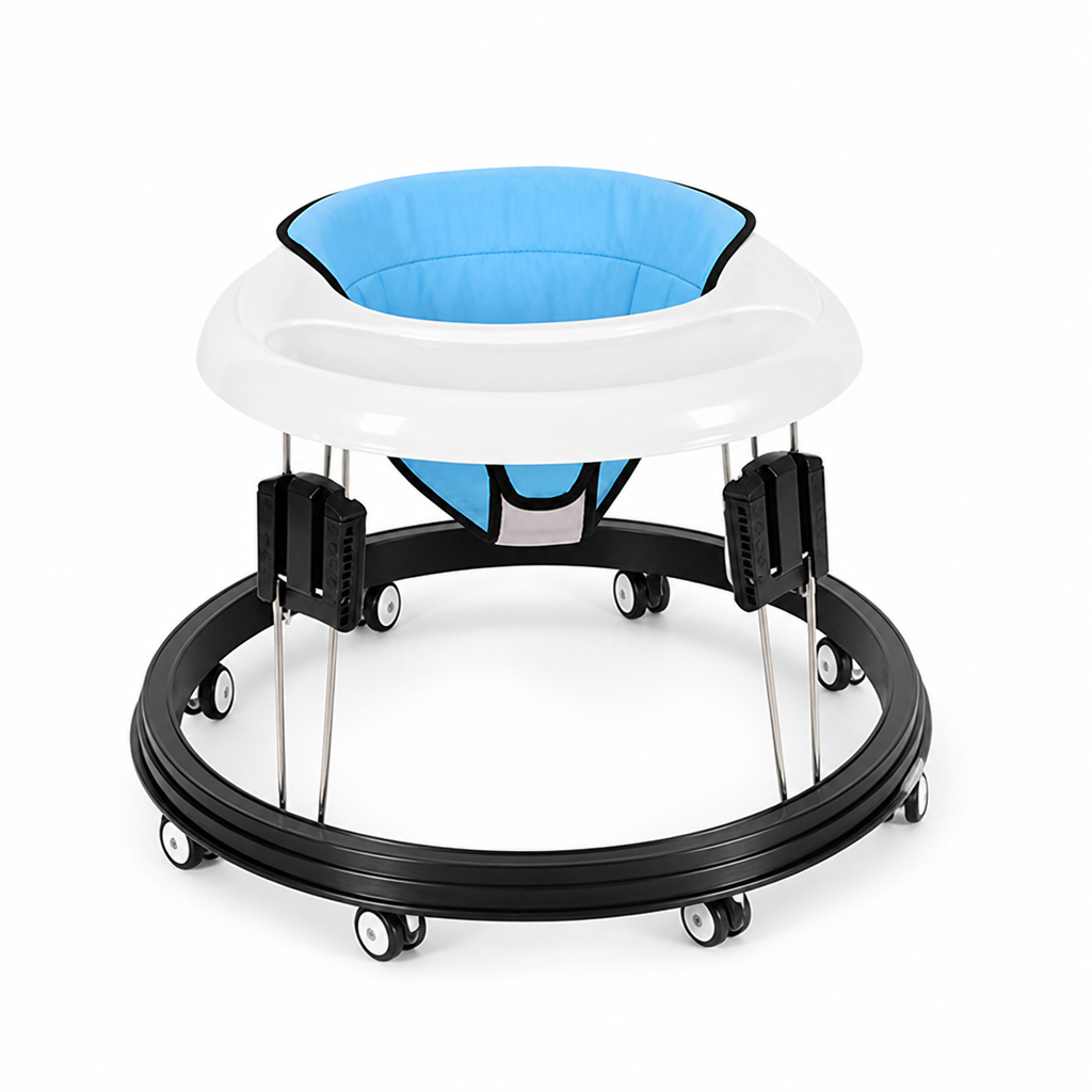 Stainless Steel Frame With Anti-Rollover Bumper Baby Walker (2-in-1 Seated & Push-Along)