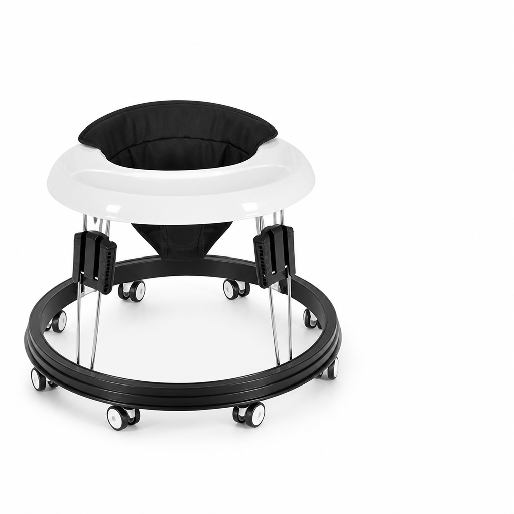Stainless Steel Frame With Anti-Rollover Bumper Baby Walker (2-in-1 Seated & Push-Along)