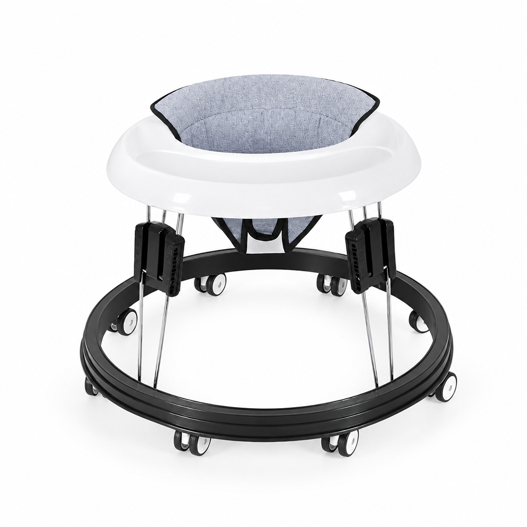 Stainless Steel Frame With Anti-Rollover Bumper Baby Walker (2-in-1 Seated & Push-Along)